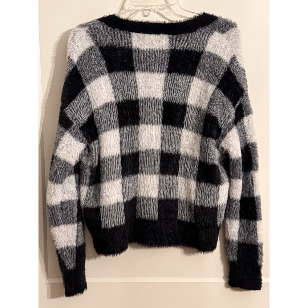 Cloth & Stone Fuzzy Cozy Cardigan Sz S Black-White Check Preppy Dark Academia - Picture 6 of 6